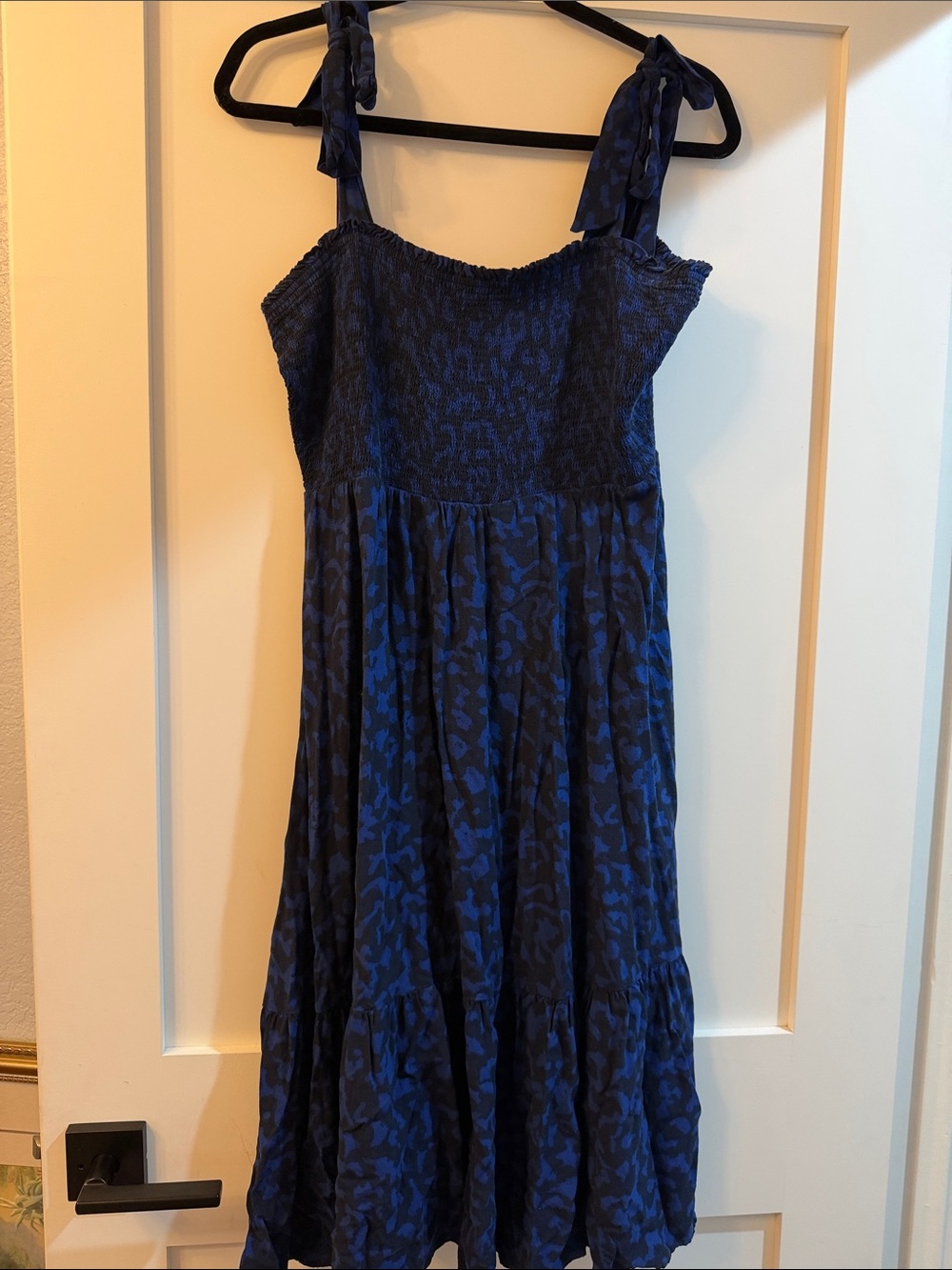a new day Blue Patterned Midi Dress with Tie Shoulders
